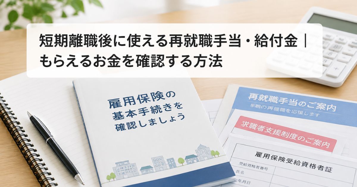 短期離職後に使える再就職手当・給付金|もらえるお金を確認する方法